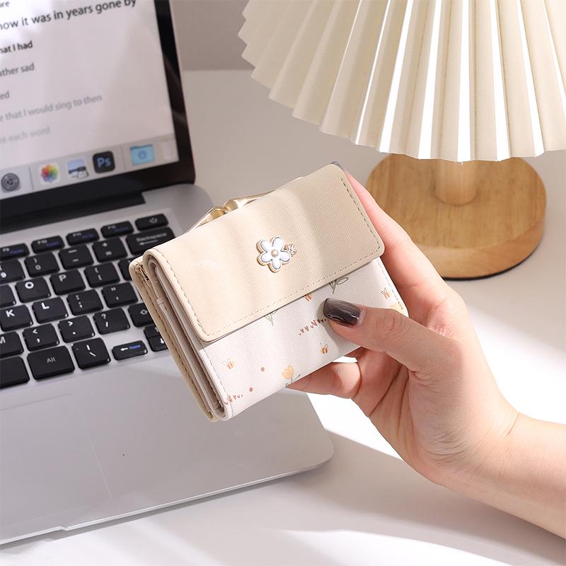 Korean Style 2026 Fresh Print Multi-Functional Short Wallet & Coin Purse