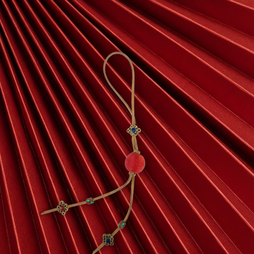 Cadena para Teléfono con Colgante de Trébol de Cuatro Hojas y Mariposa Tejida de Lana Bohemia para Mujer