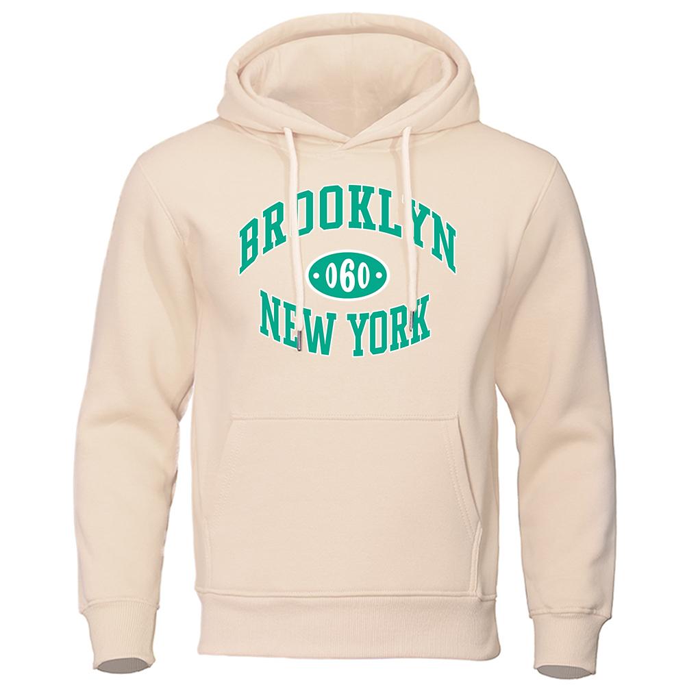 Brooklyn New York U.S.A Printing Men's Hoodie Autumn Winter Loose Clothing Warm Fleece Sweatshirts Fashion Casual Sportswear