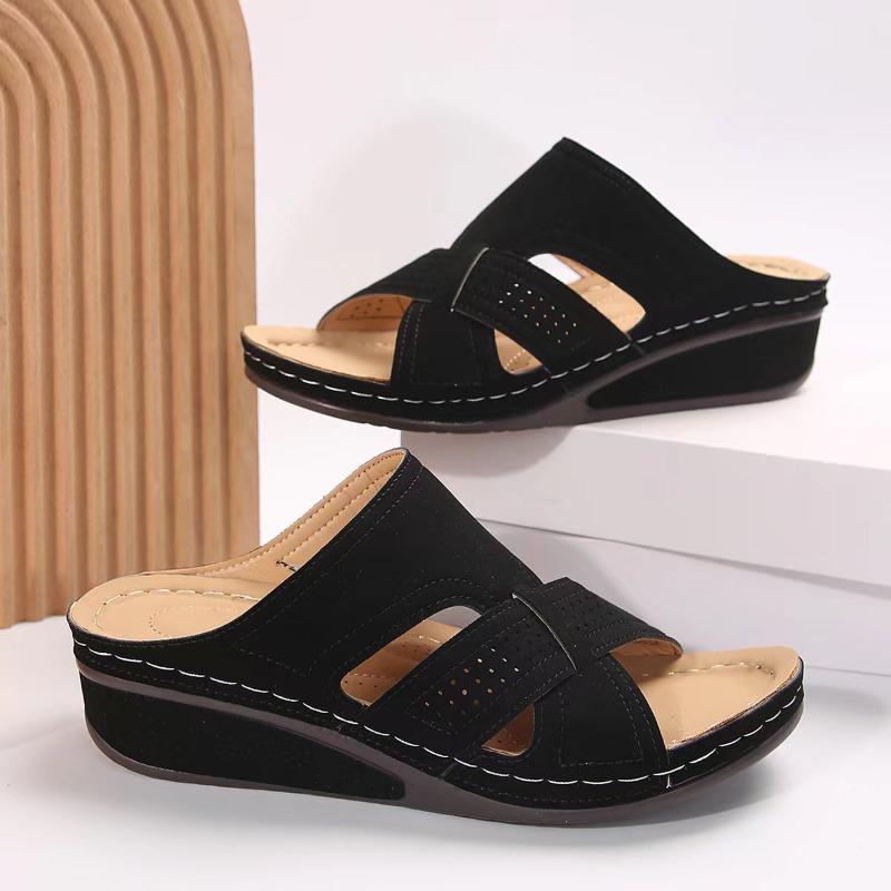 Neue Sommer Damen Übergröße Europäischer Amerikanischer Stil Offene Zehenpartie Cut-Out Slide Sandalen