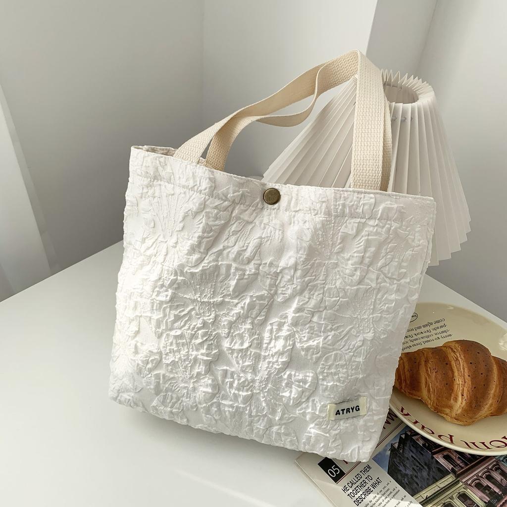 Delicate Relief Flower Fabric Women's Shoulder Bags Fashi Versatile Female Handbags Casual Solid Color Ladies Bento Bags