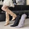 Retro Western Cowboy Style Big Tube Pants Boots Women's Autumn Straight Tube But Knee Cool Spicy Pointed Knight Boots