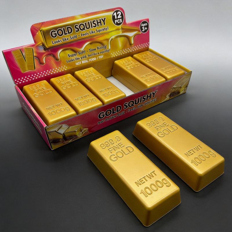 Simulate Gold Brick Squeeze Slow Rising Stress Relief Toy Realistic Gold Bar Anti-Anxiety Fidget Toy Party Favors