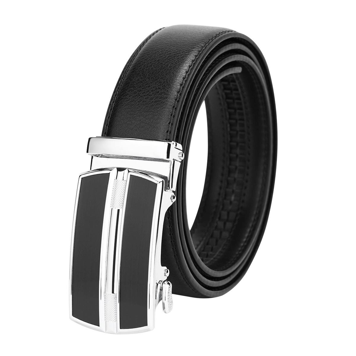 

Men S Leather Belt Automatic Buckle Black Belt Cowhide Casual Business Casual Pants Belt Men S 130cm