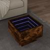VidaXL Side Table and LED Smoked Oak 40x40x30 Cm Engineered Wood, End Table, Sofa Table, Living Room Table, 847501