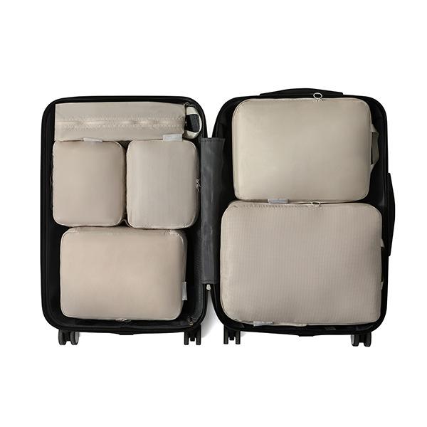 

6Pcs Set Travel Organizer Storage Bags Suitcase Packing Cubes Set Cases Portable Luggage Clothes Shoe Tidy Pouch Folding бежевый