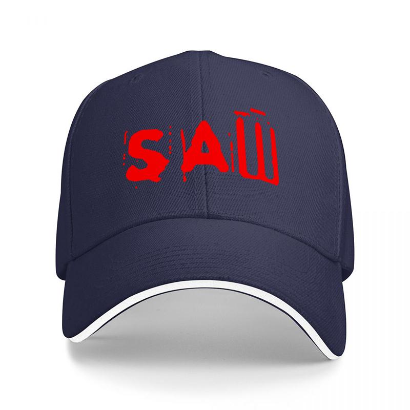 SAW Movie Logo Black Baseball Cap with Red Horror Design for Fans of the Classic Thriller Film Series