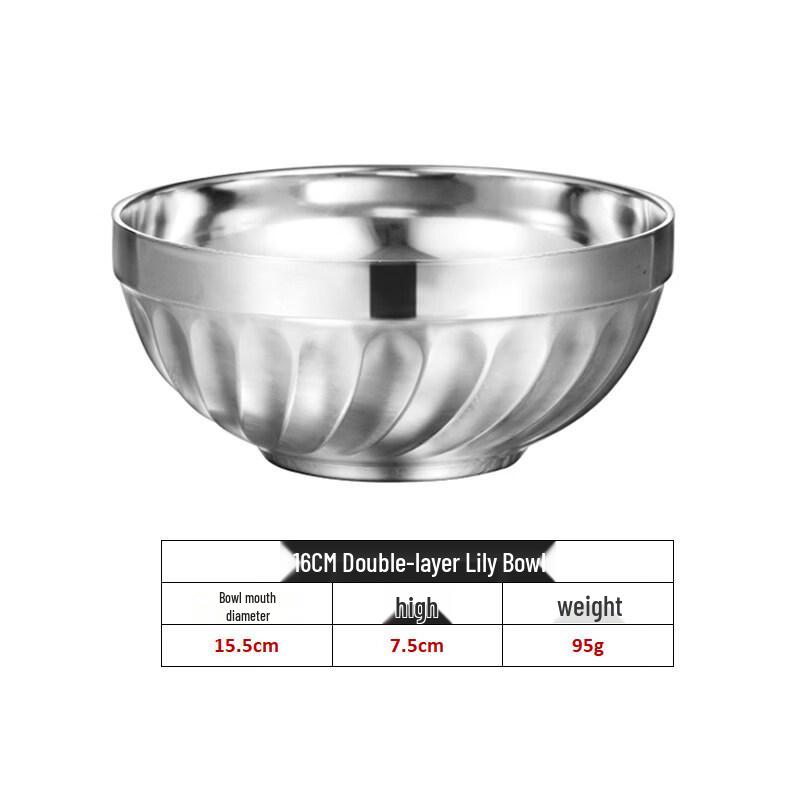 

Double-Layer Insulated Stainless Steel Lily Bowl