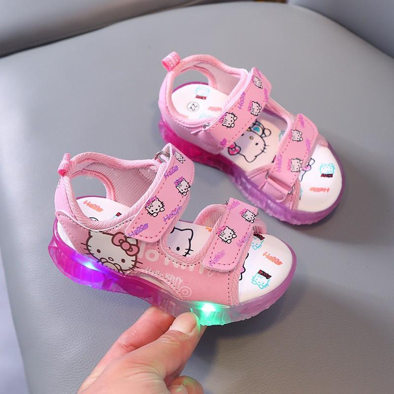 Children LED Light Up Sandals Adjustable Hook and Loop Straps Soft Sole Breathable Summer Footwear for Toddlers and Kids 21 розовый
