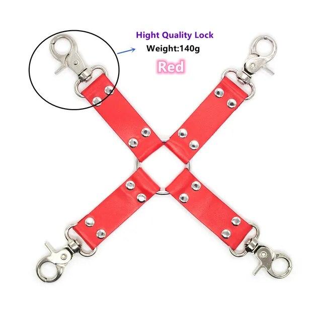 Bondage Set BDSM Kit of Adjustable Leather Handcuffs Sex Toys with Cross Lock for Men Women Fetish Adult Games Erotic Accessory