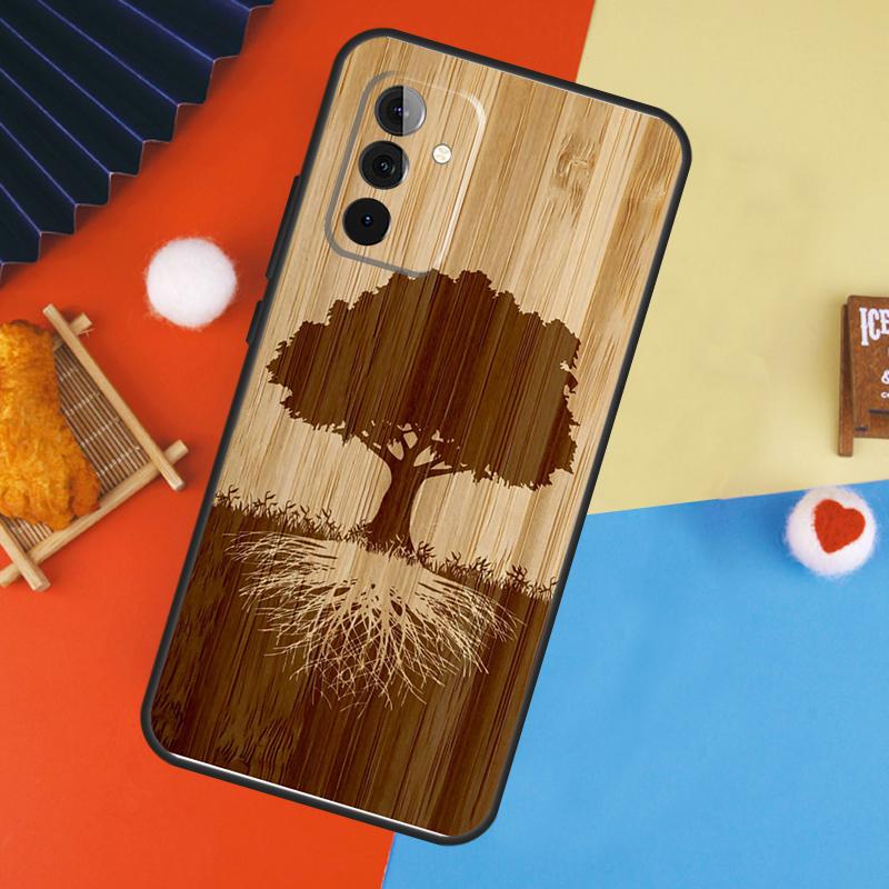 Tree Flower Bamboo Wood Case For Samsung Galaxy A56 A36 A16 A06 A13 A33 A53 A52 A32 A12 A54 A34 A14 A15 A35 A55 A17
