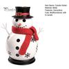 Table Fireplace Entrance Decor Christmas Snowman Candle Holder, Decorative Metal Candlestick Ornament with Top Seasonal Holiday Display Hat And Scarf