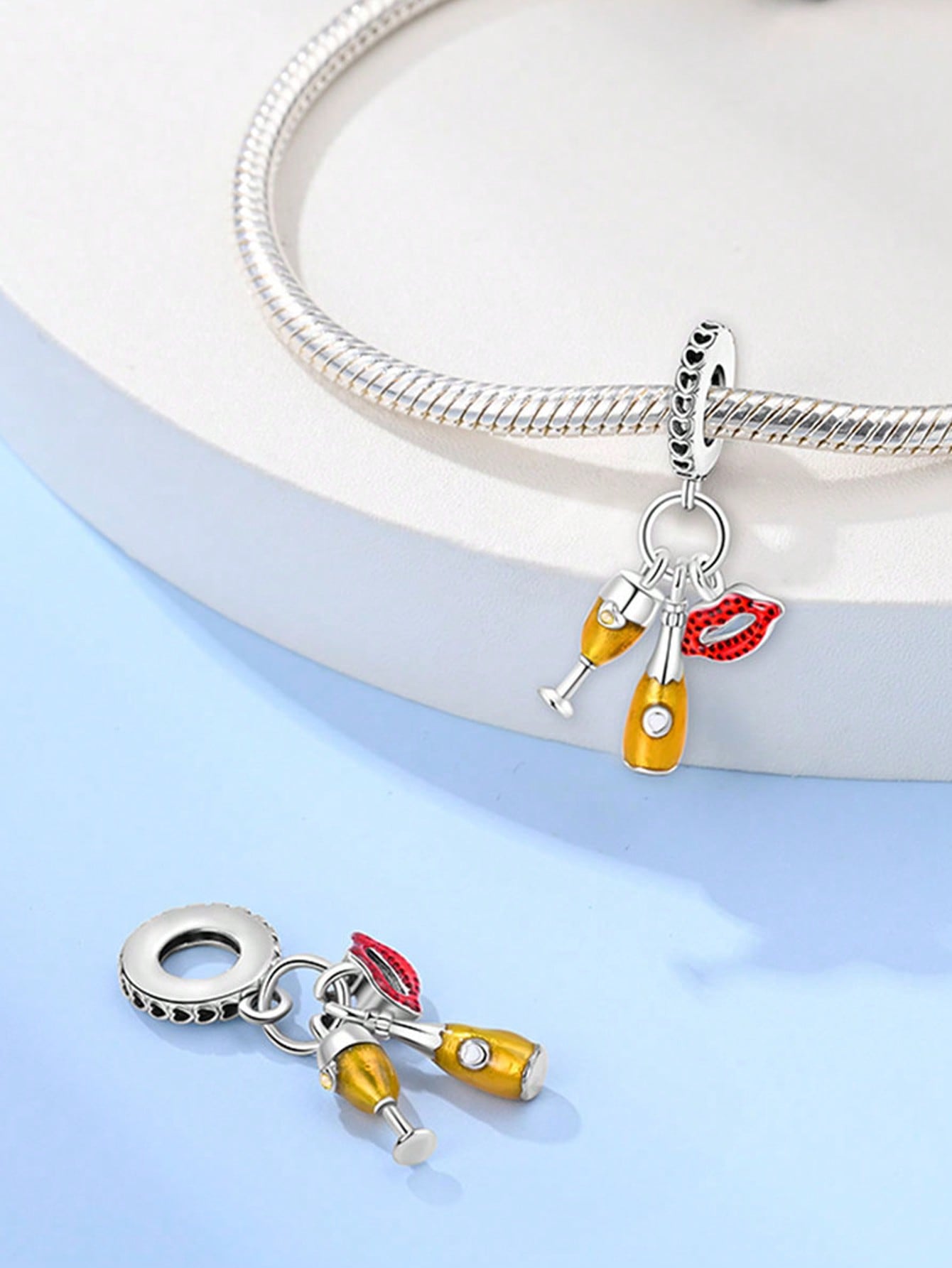 

Charm Bead Components Plata Pumpkin Beer Bottle Ice cream cup Bead Components Copper Metal Plated Compatible With Charm Bead Components Authentic
