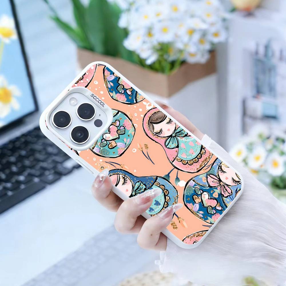 D-Russian Dolls Matryoshka Phone Case For iPhone 17,16,15,14,13,12,Pro MAX Black Matte Shockproof Cover