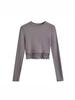 Retro Lace Hem Long Sleeve Spicy Girl Fitted Top