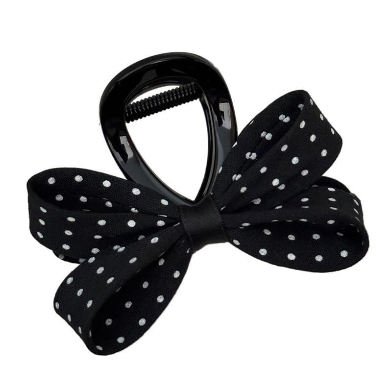 Polka Dot Bow Hair Clip For Women Elegant Temperament Shark Clip Girl Ponytail Clip