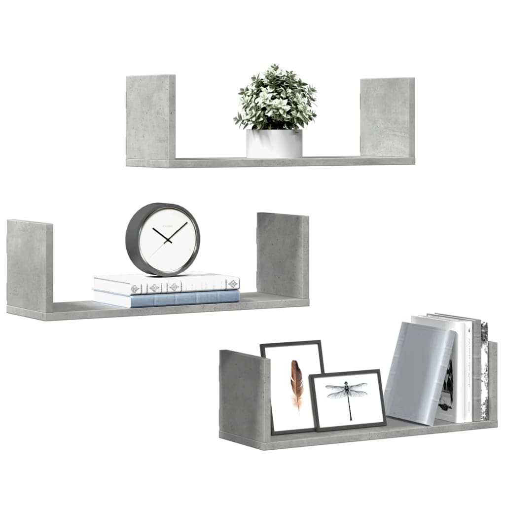 Wall Shelves 3 pcs Concrete Grey 58 x 18 x 18 cm Engineered Wood