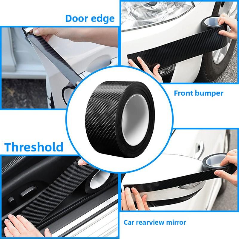 3D Carbon Fiber Car Sticker DIY Paste Protector Strip Car Door Sill Side Mirror Anti Scratch Tape Waterproof Protect Film
