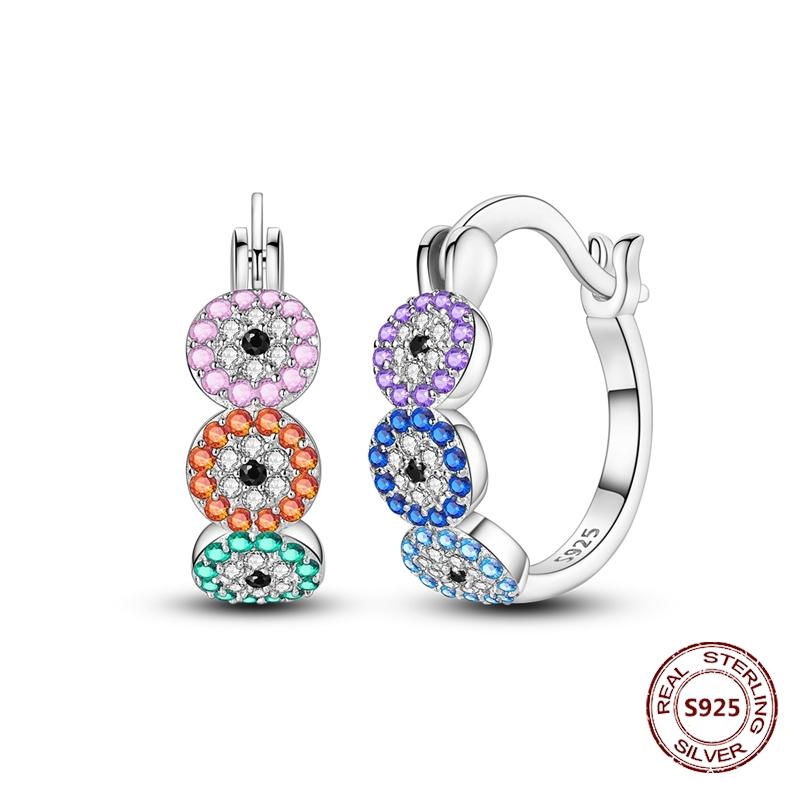 Purple Zircon Hoop Earrings 925 Silver U-shaped Liquid Metal Love Heart Fashion Earrings For Women Jewelry