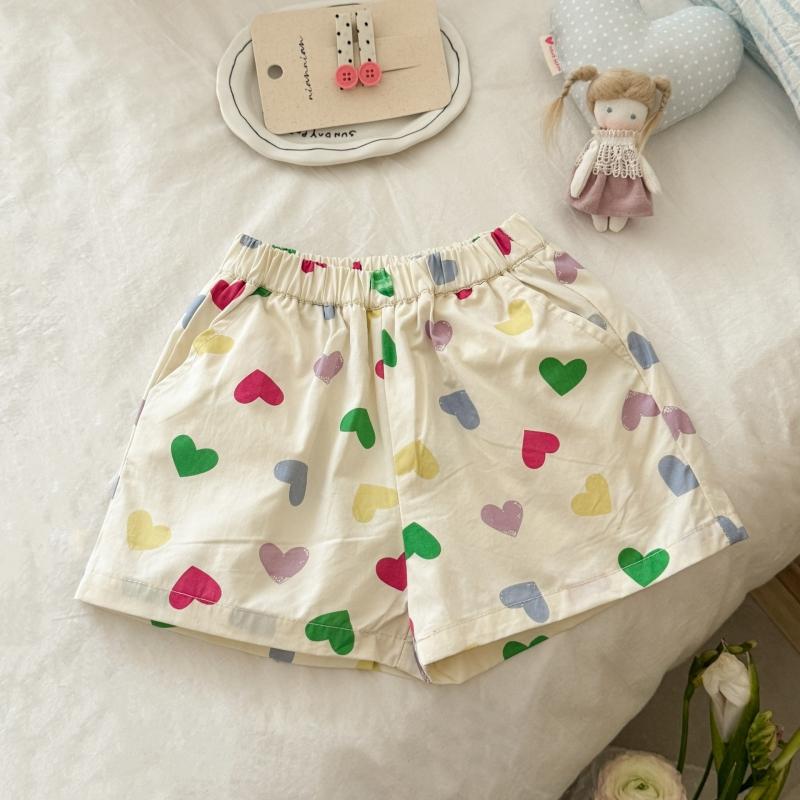 Summer Girls Shorts Baby Cute Heart Print Short Pants Cute Sweet Kids Girls Cotton Shorts Children Casual Pants 90 разноцветный