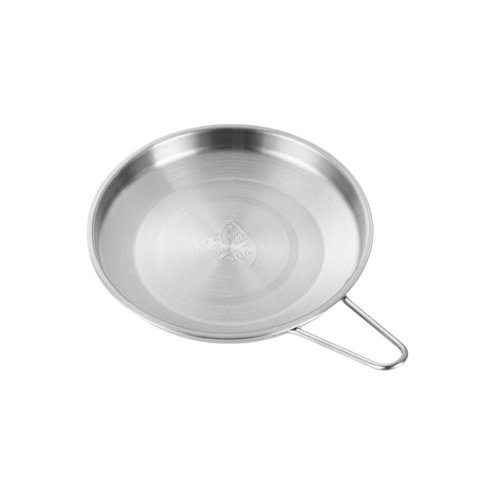 Round Stainless Steel Plates with Handle Barbecue Dish Cake Plate Serving Plate  Home Use 7.68x5.51x1.10 in серебряный