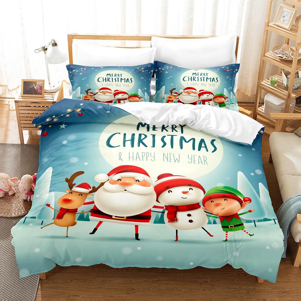 3D Digital Printing Three-Piece Set, Santa 2 Printing Bedding Kit
