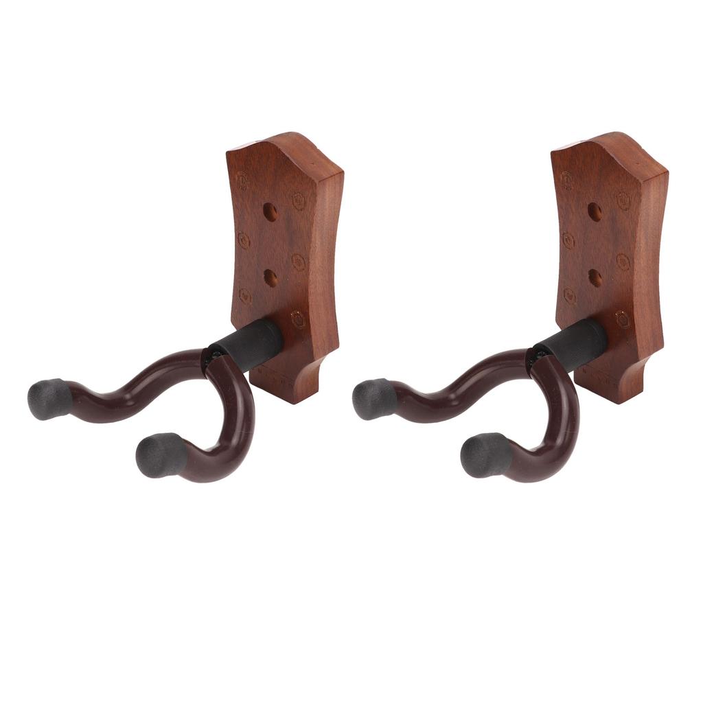 2pcs Guitar Wall Hanger Elegant Black Walnut Guitar Wall Mount for Mandolin Guitar Banjo Ukulele