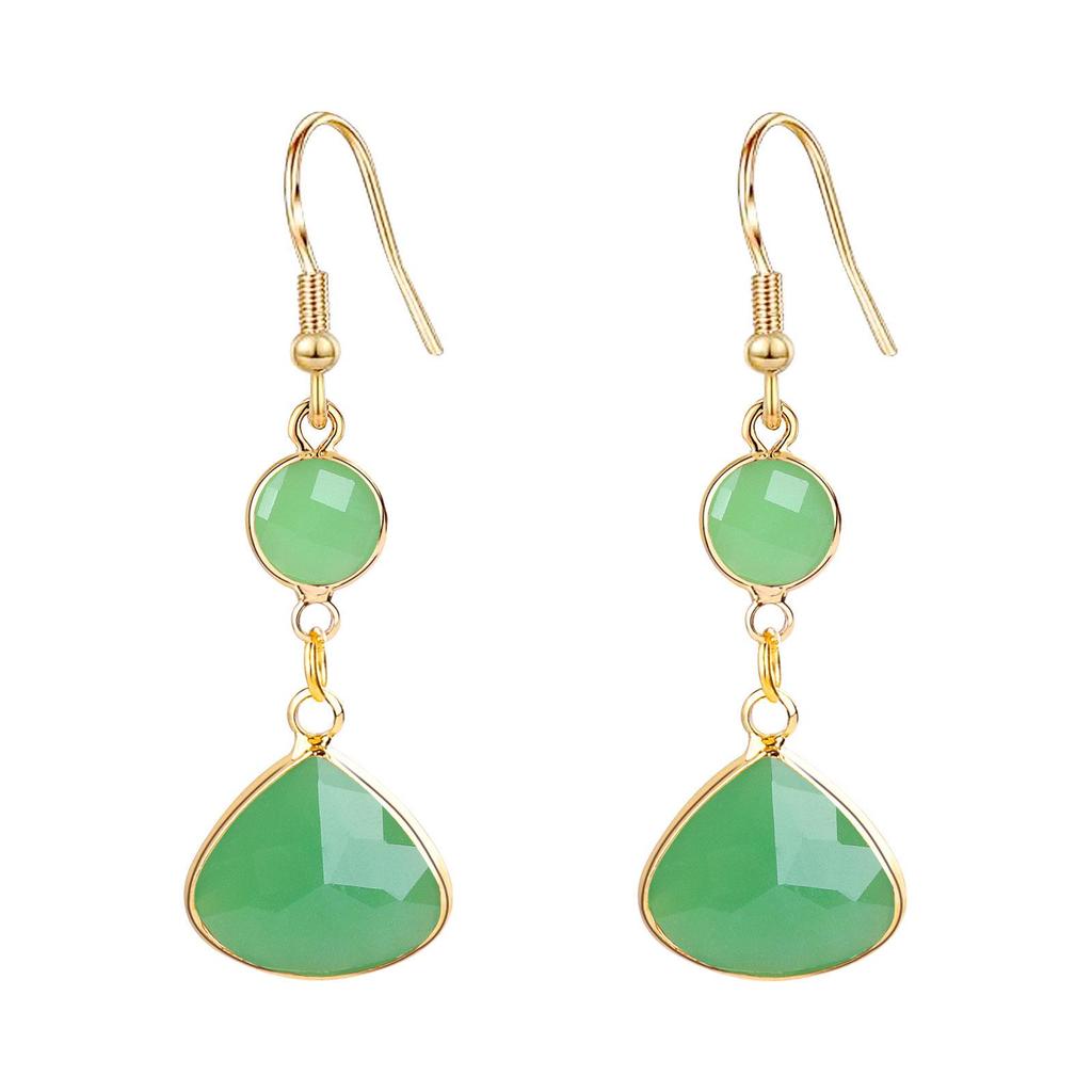 Fresh Copper Water Drop Earrings with Blue & Pink Crystals - Stylish For Women, European & American-Style Jewelry