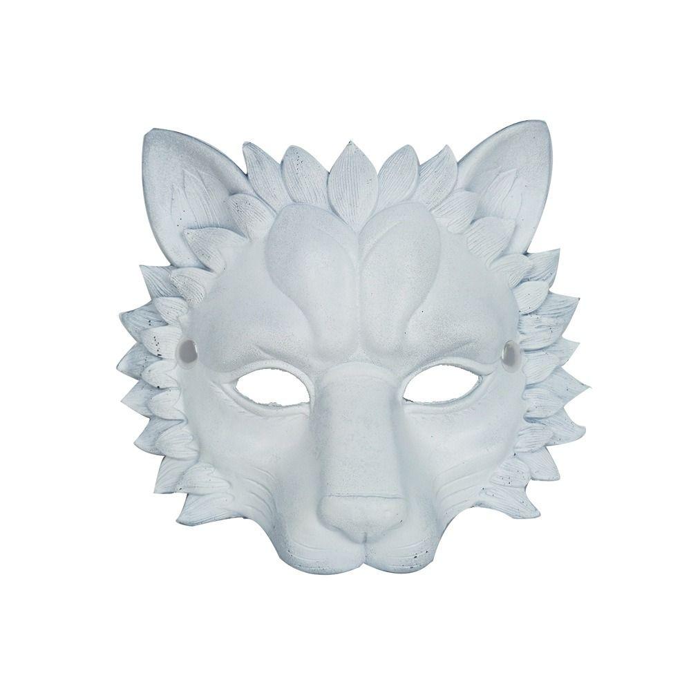 Halloween Cosplay Lion Mask Party Supplies Animal Mask Masquerade Lion Half Face Mask  Costume белый