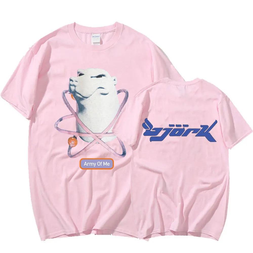 90s Singer Bjork Army of Me Bear Music Album T Shirt Fashion Casual Short Sleeve Tshirt Men Women Hip Hop Oversized Male T-shirt