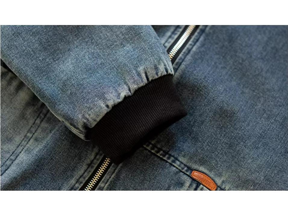 Giacca di Jeans Retro Usurata Stile Coreano con Patchwork a Coste