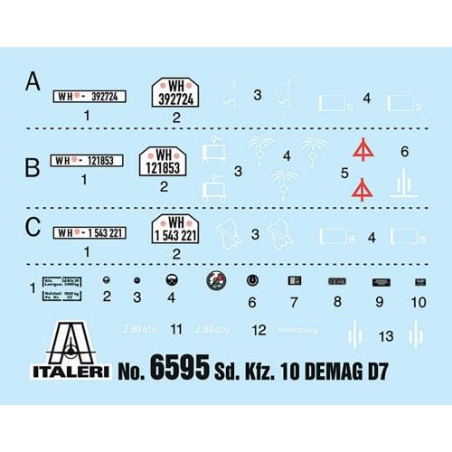 Platz Italeri 1/35 Scale WWII German Sd.Kfz.10 Demag D7 & 7.5cm lelG4 18 Infantry Gun with 9 Artillery Pieces, Plastic Model Kit IT6595 (Combat Vehicl