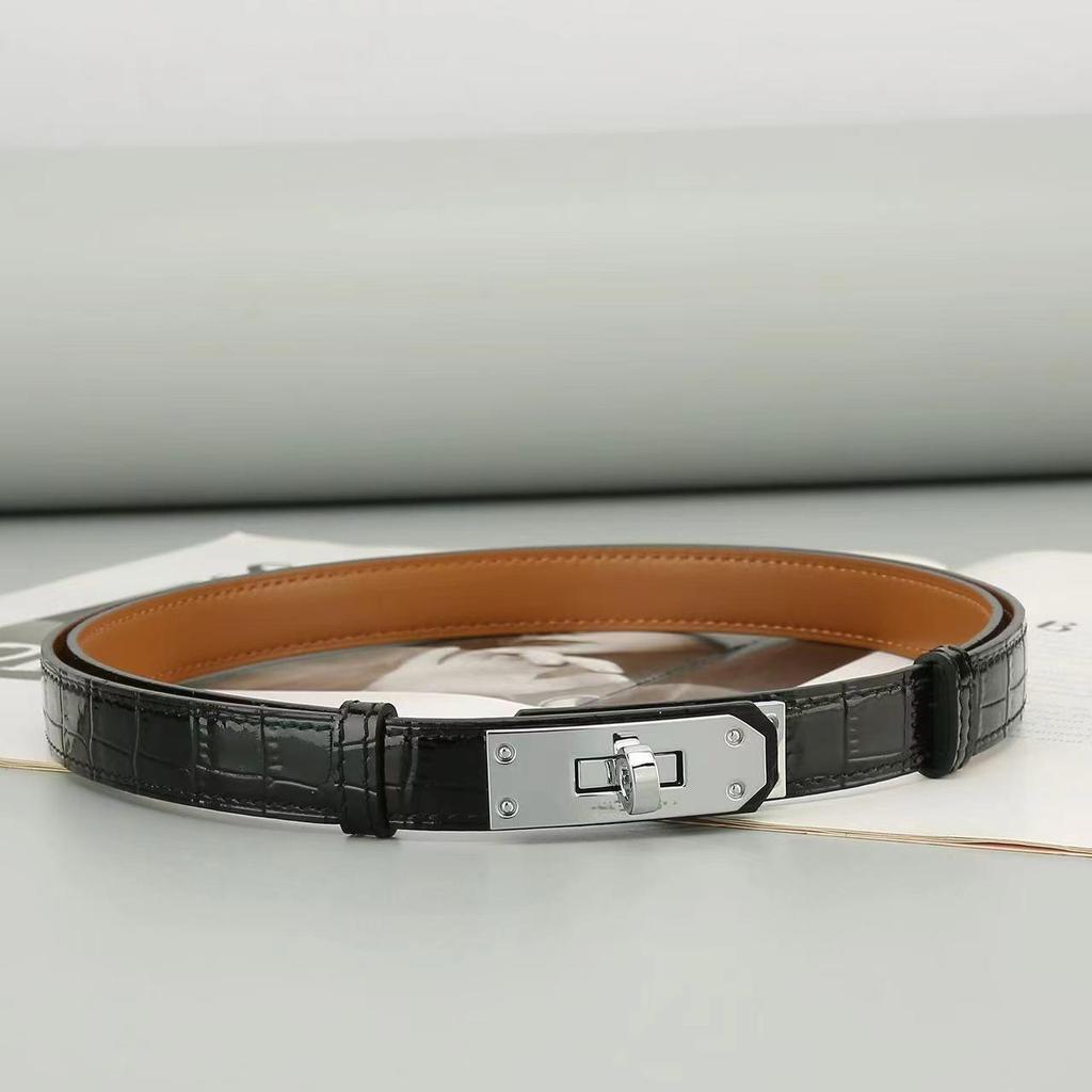 Women's Adjustable Genuine Leather Alligator Pattern Belt