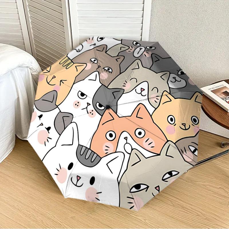 1pc Cartoon Cats Automatic Open/Close Umbrella, Folding Compact Umbrella with Lightweight Design for Women/Menyy251028187
