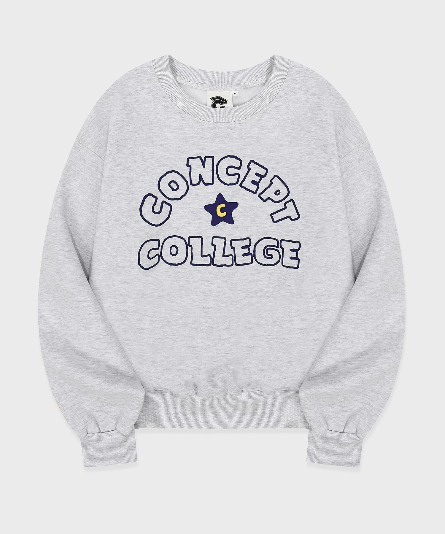 Concept College Hand Logo Sweatshirt / Ash Grey [Unisex] Light Gray/L