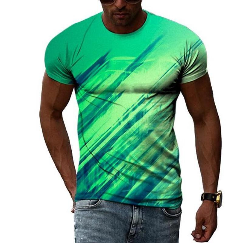 Summer Fashion Abstract Multidimensional Graphic T Shirts For Men Casual 3D Print Harajuku Personality Round Neck Short Sleeve