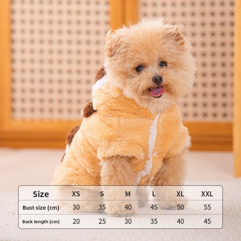 

Dog Clothes AutumnWinter Plus Velvet Warm Raccoon Into Pet Winter Clothes Pomeranian Teddy Small Dog Warm Two-legged Pet Clothes XS
