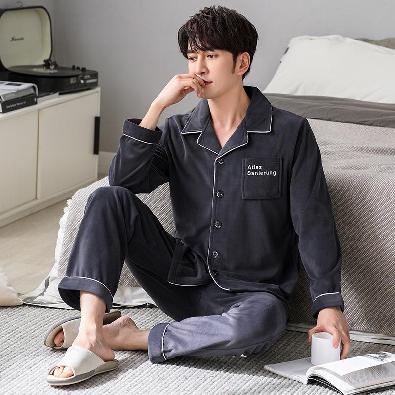 

Pajamas Men S Spring And Autumn Coral Fleece Thin Winter Island Fleece Autumn And Winter Flannel Winter Warm Homewear XL
