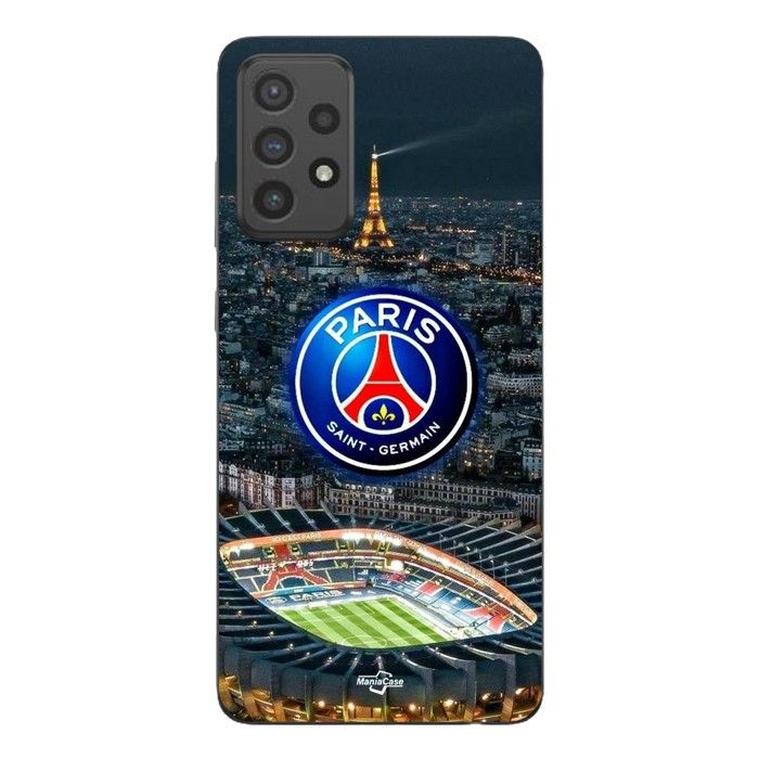 Coque de téléphone - MANIACASE - Samsung Galaxy A72 - Silicone - Noir - PSG logo