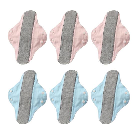 6Pcs Reusable Washable Menstrual Pads Leak-Proof Waterproof Breathable Graphene Cloth Incontinence Pads Elderly Sanitary Pads