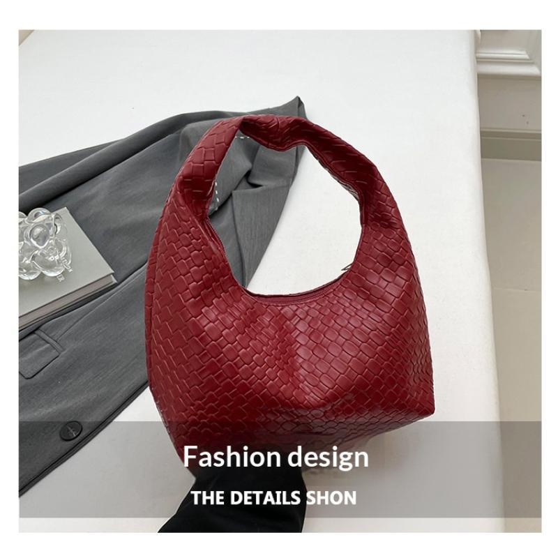 Women Classic Woven Embossed Soft Pu Leather Small Top Handle Hobo Shoulder Bag Casual Daily Handbag