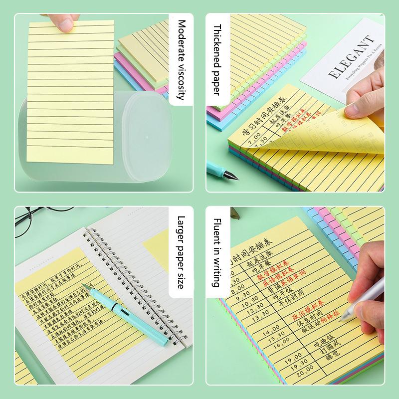 100/200 Pages of Horizontal Line Sticky Notes Paper Notebooks Large Student Office Sticky Notes Notebook Notes