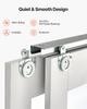 Sliding Closet Door, 1829mm (Double 940mm) x 2032 mm, 3-Lite Frosted Glass Bypass Sliding Doors with Hardware Kit, Solid Wood & MDF Slab with