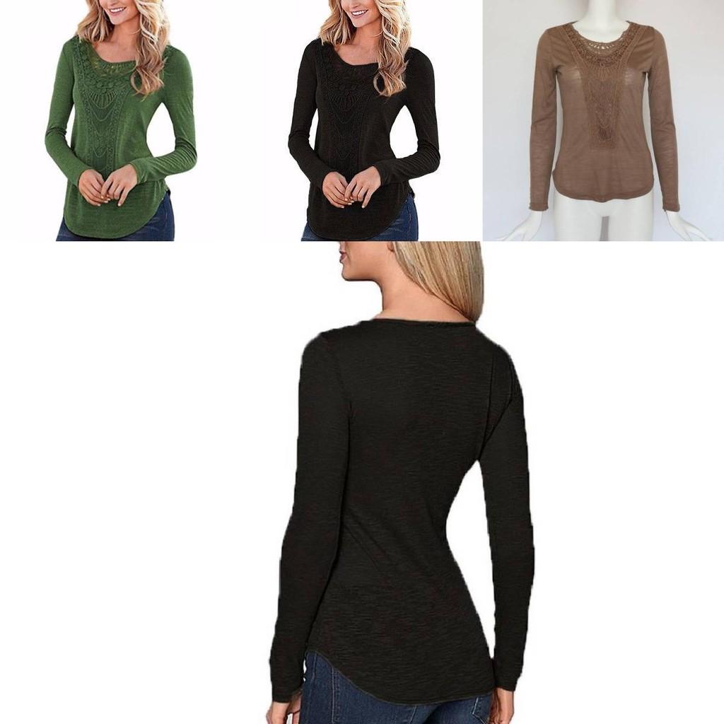 Elegant Lace Patchwork Long Sleeve Cotton Blouse For Women Geometric Design