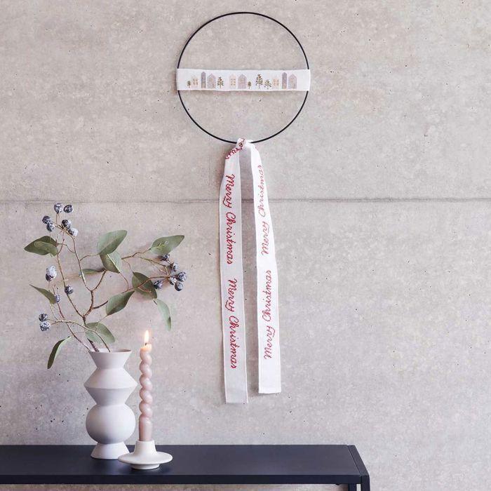 Kit broderie merry christmas cercle métal Ø 15 cm