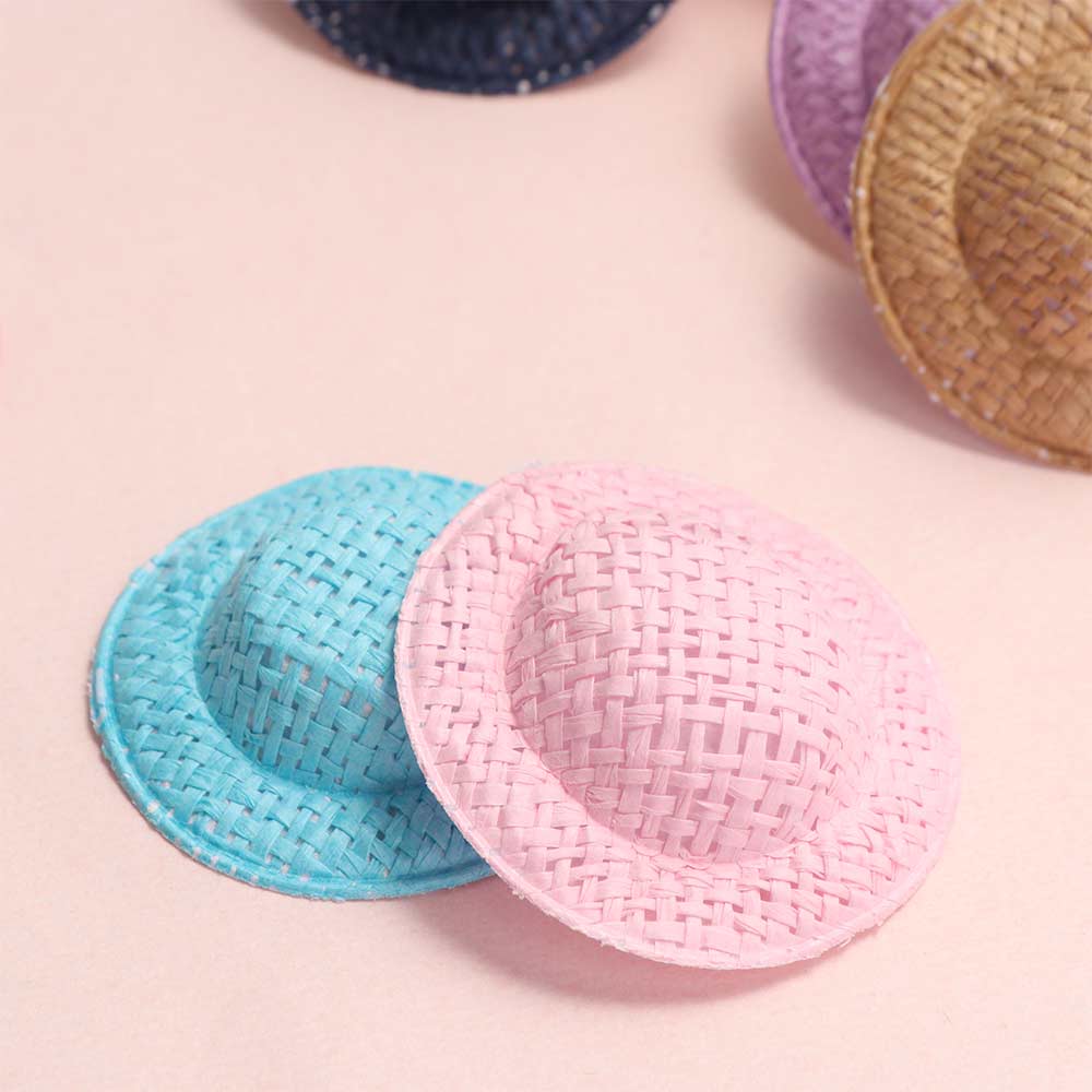 5PCS Handmade Mini Doll Sun Cap Soft Cloth Miniature Straw Hat Toy Doll Straw Hat Children's Toys