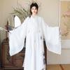 Chinese Wei And Jin Dynasties Style Hanfu Bamboo Leaf Printed Large Size Ladies Suit