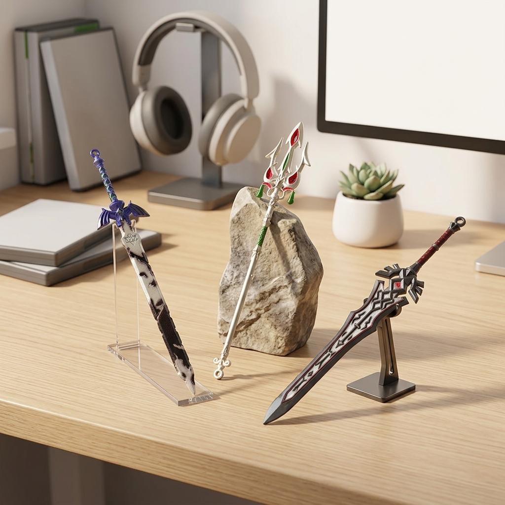Zelda-Master-Sword Shield Bows Set Collectible Model Keychain Game Prop Display 3pcs чёрный/красный