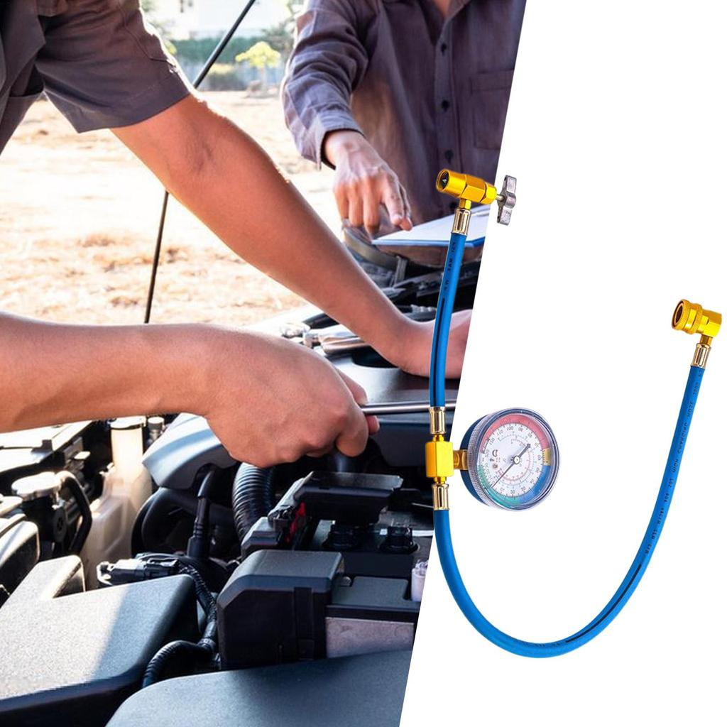 Car AC Air Conditioning R134A Refrigerant Recharge Measuring Hose With Pressure Gauge Pressure For Auto Repair Truck RV SUV