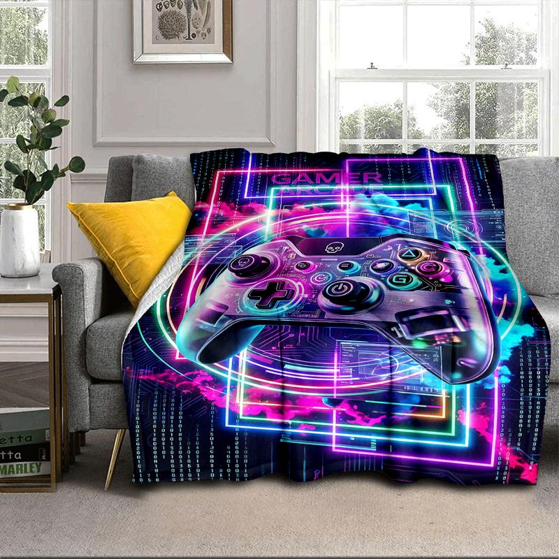 Colorful Gaming Adventure Blanket Flannel Blanket for Bed, Sofa, Camping, Hiking, Picnic Essentials, Gift for Family Fan Gifts